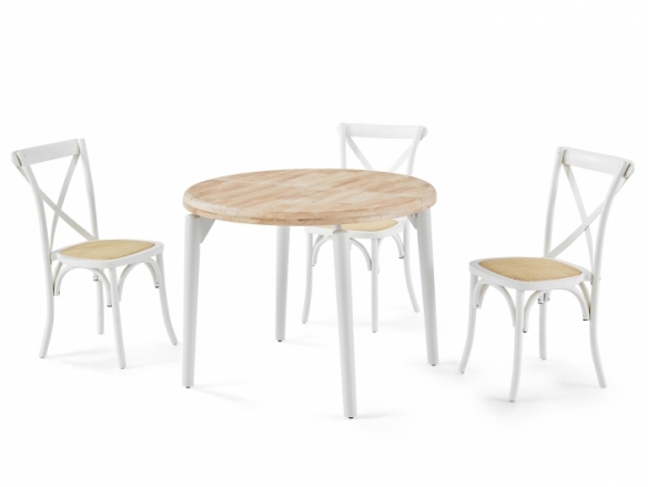 Mesa comedor redonda extensible 100 cm color nordish - blanco  merkamueble