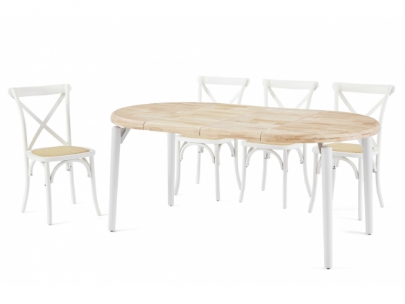 Mesa comedor redonda extensible 100 cm color nordish - blanco  merkamueble
