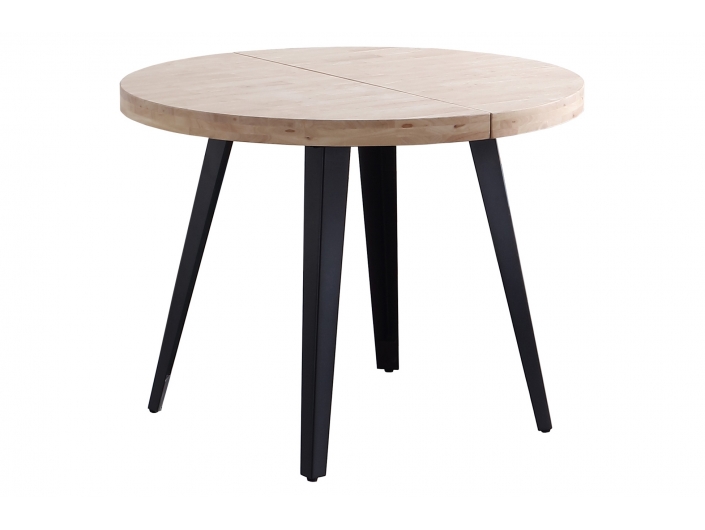 Mesa comedor redonda extensible 120 cm color roble nordish - negro  merkamueble