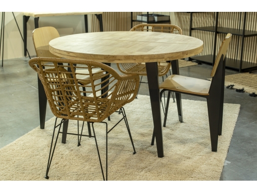 Mesa comedor redonda extensible 120 cm color roble nordish - negro  merkamueble 2