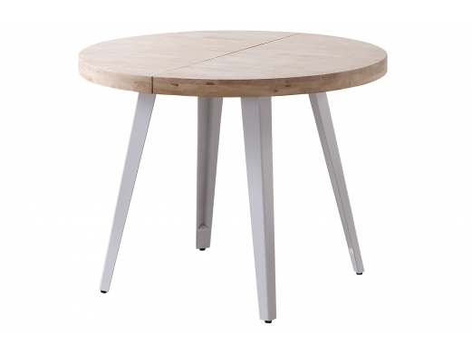 Mesa comedor redonda extensible 120 cm color roble nordish - blanco  merkamueble