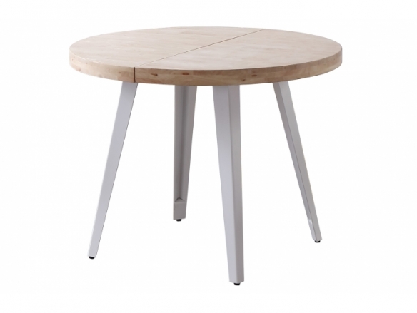 Mesa comedor redonda extensible 120 cm color roble nordish - blanco  merkamueble