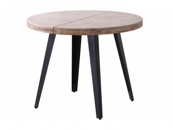 Mesa comedor redonda extensible 120 cm color roble honey - negro  merkamueble