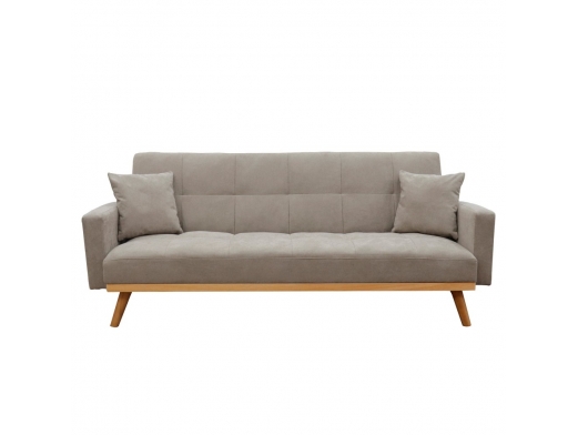 Sofá cama terciopelo kaki con patas de madera  merkamueble