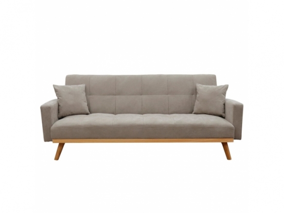 Sofá cama terciopelo kaki con patas de madera  merkamueble