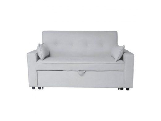 Sofá cama gris claro con patas en negro  merkamueble