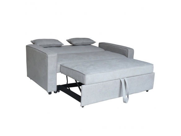 Sofá cama gris con patas en negro  merkamueble