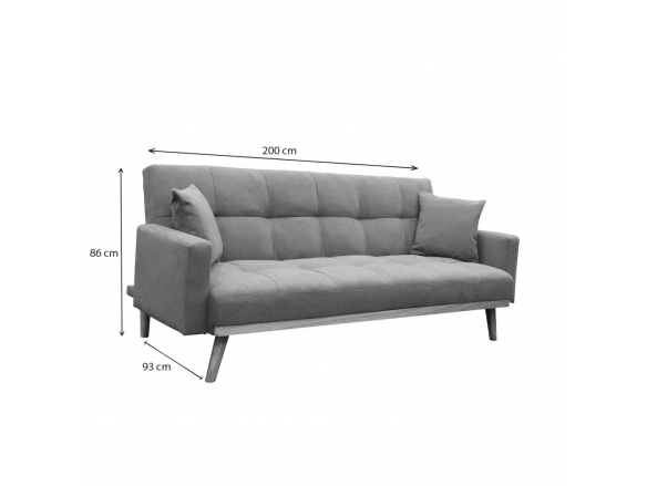 Sofá cama terciopelo kaki con patas de madera  merkamueble