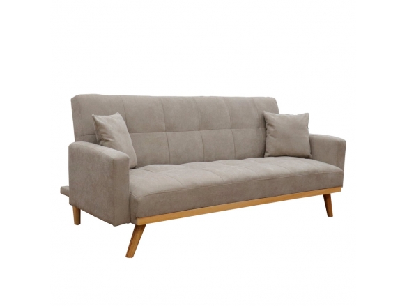 Sofá cama terciopelo kaki con patas de madera  merkamueble