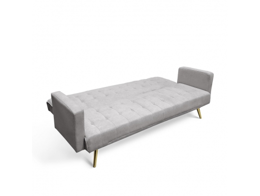 Sofá cama terciopelo gris claro con patas metálicas  merkamueble 2