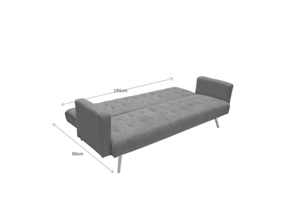 Sofá cama terciopelo gris claro con patas metálicas  merkamueble