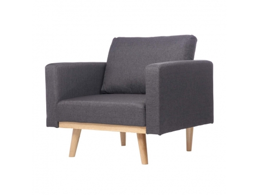 Butaca gris con patas de madera  merkamueble