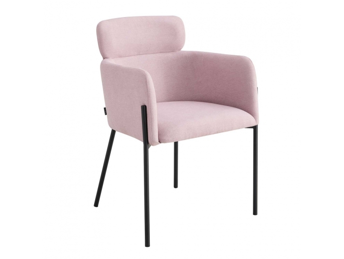 Silla rosa patas metalicas negras  merkamueble