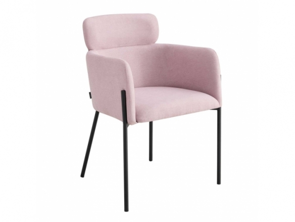 Silla rosa patas metalicas negras  merkamueble