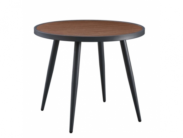 Mesa efecto madera oscura y patas metal negras  merkamueble