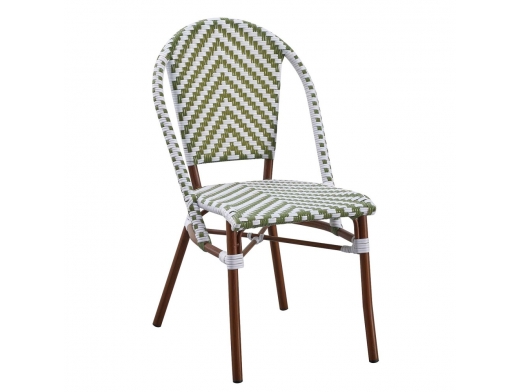Silla trenzado blanco y verde kale patas metálicas  merkamueble