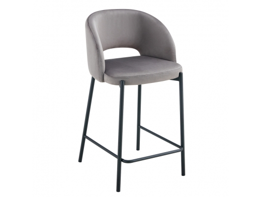 Taburete terciopelo gris con patas negras  merkamueble