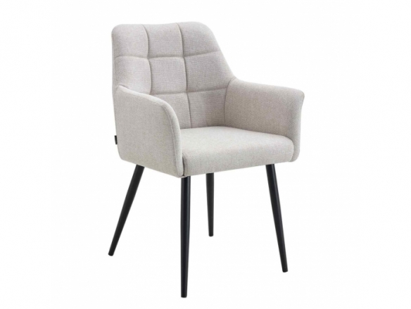 Sillón color arena acolchado con patas negras  merkamueble