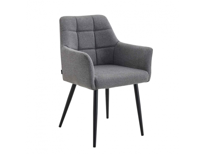 Sillón gris acolchado con patas negras  merkamueble