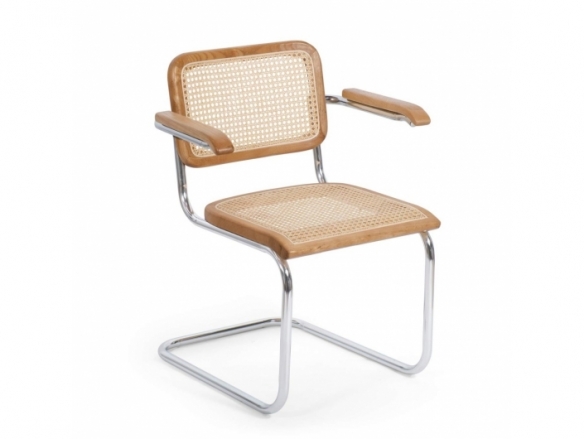 Silla de ratán natural y acero cromado  merkamueble