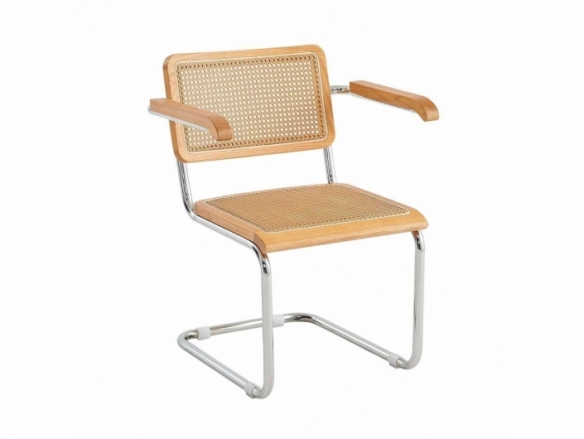 Sillón símil ratán y madera con brazos  merkamueble