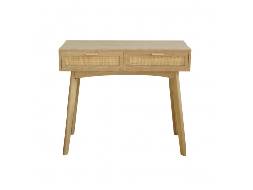 Mesa de escritorio color madera con 2 cajones 90 cm  merkamueble