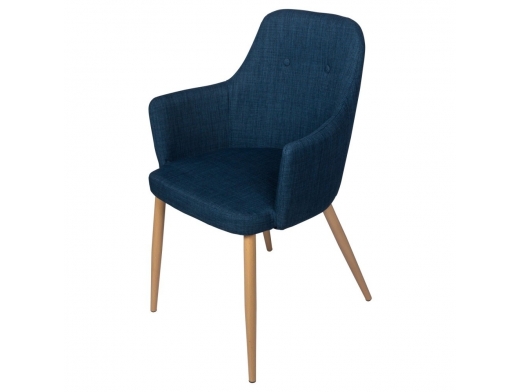 Sillón color azul con patas metálicas efecto madera  merkamueble