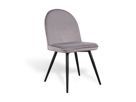 Silla de terciopelo gris y patas metálicas negras  merkamueble