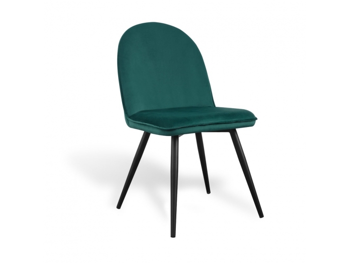 Silla de terciopelo verde y patas metálicas negras  merkamueble