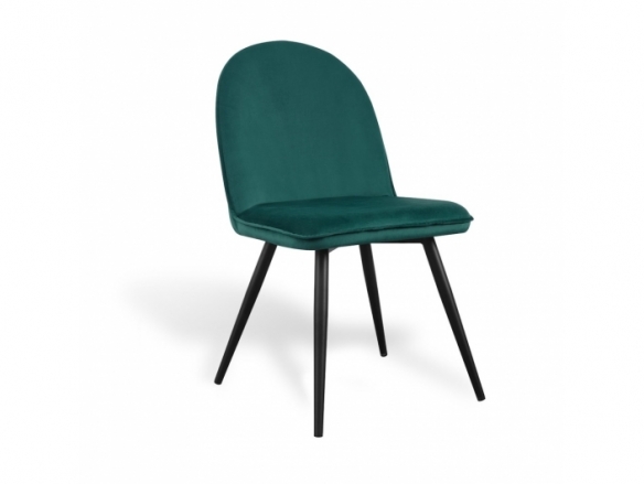 Silla de terciopelo verde y patas metálicas negras  merkamueble