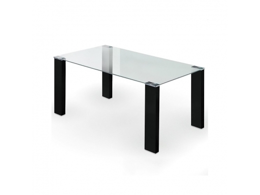 Mesa con patas negras y cristal transparente 160 cm  merkamueble