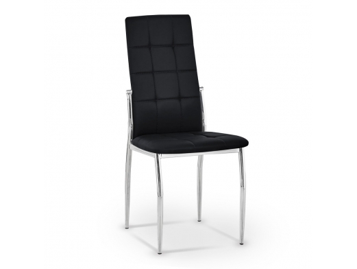 Silla negra capitoné con patas cromadas  merkamueble