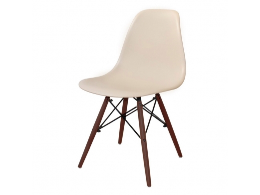 Silla color arena con patas madera wengué  merkamueble