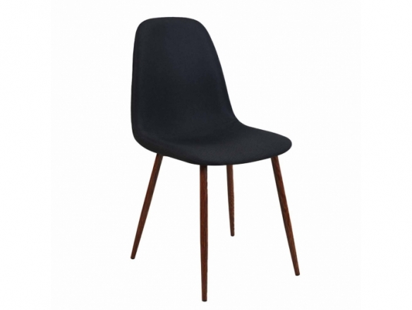 Silla negra con patas metálicas color nogal  merkamueble
