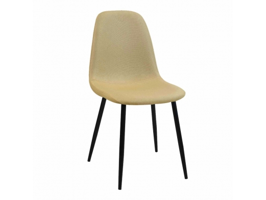 Silla color mostaza clara con patas metálicas negras  merkamueble