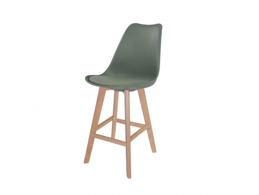 Taburete color verde 65 cm patas madera  merkamueble