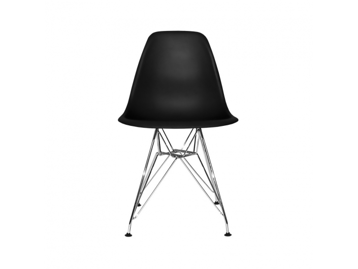 Silla negra y patas cromadas  merkamueble