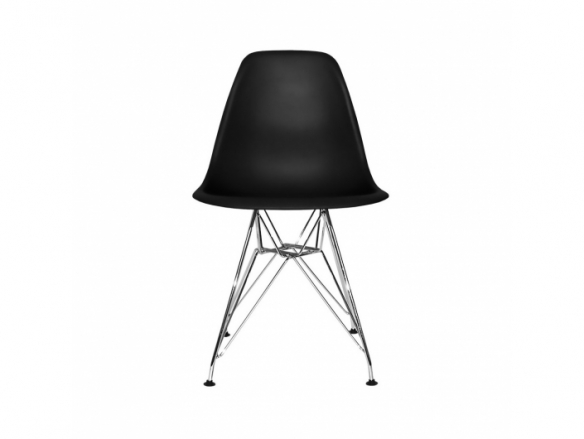 Silla negra y patas cromadas  merkamueble