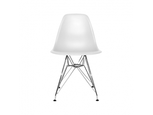 Silla blanca y patas cromadas  merkamueble