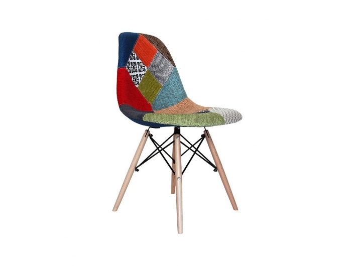 Silla de cuadros y patas de madera  merkamueble