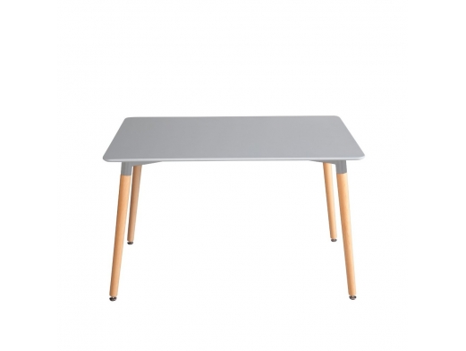 Mesa rectangular gris con patas de haya 120 cm  merkamueble