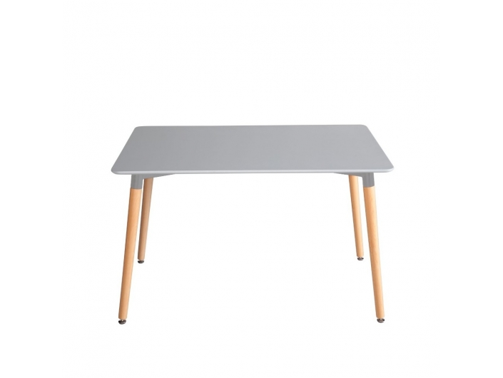 Mesa rectangular gris con patas de haya 120 cm  merkamueble