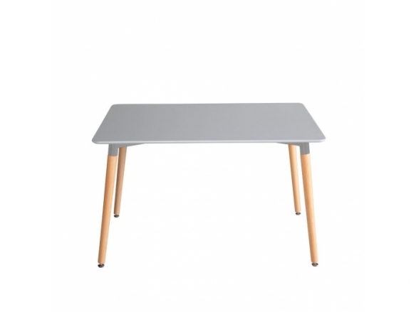 Mesa rectangular gris con patas de haya 120 cm  merkamueble