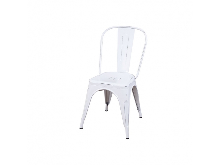 Silla metálica blanca desgastada  merkamueble