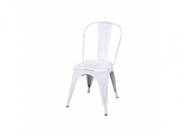 Silla metálica blanca desgastada  merkamueble