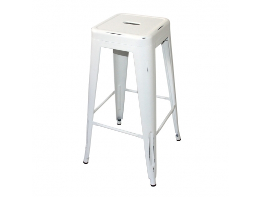 Taburete blanco desgastado metálico  merkamueble