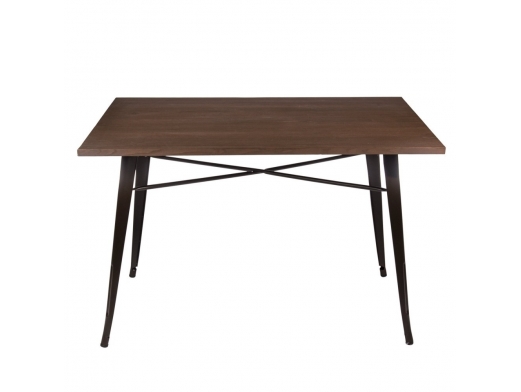 Mesa de madera de olmo oscurecida con patas metálicas 120 cm  merkamueble