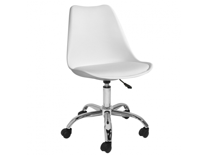 Silla blanca de escritorio con patas metálicas  merkamueble