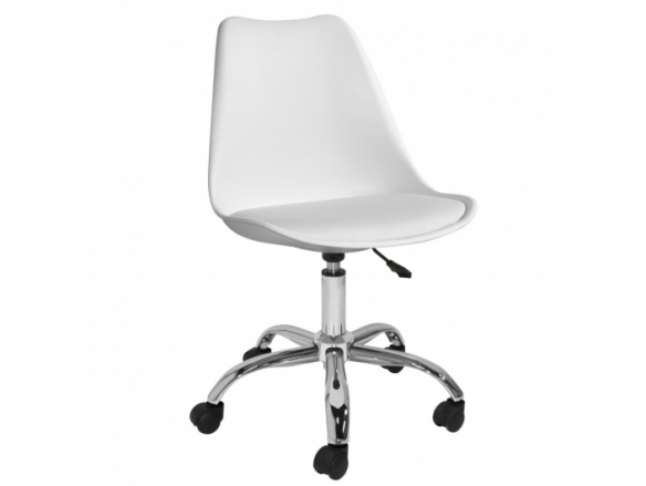 Silla blanca de escritorio con patas metálicas  merkamueble