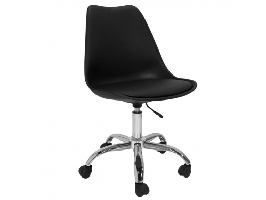 Silla nergra de escritorio con patas metálicas  merkamueble